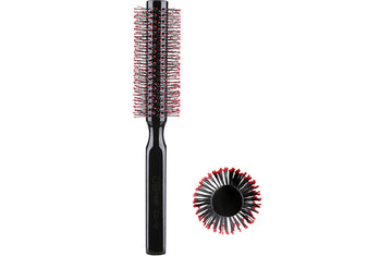 Perfehair Small Round Hair Brush: Soft Nylon Bristles, Wooden Handle