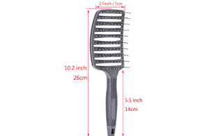 Perfehair Curved Vent Brush: Blow Dry & Detangle with Nylon Pins