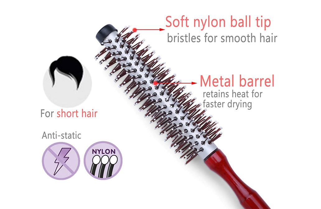 PERFEHAIR Small Round Hair Brush for Thin or Short Hair, Mini Round Boar  Bristle Beard Brush for Men & Women